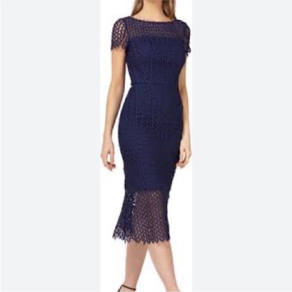 Kay Unger Tatum Floral Lace Midi Cocktail dress
O9